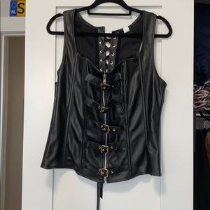Brand new pleather zip and buckle corset vest